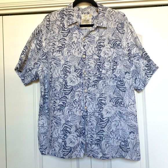 🔥 TASSO ELBA Mens Silk/Linen shirt short sleeve Beach Coastal vacation Sz XL - Picture 1 of 11